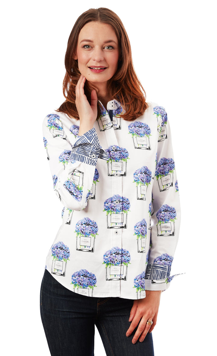 Dizzy-Lizzie Rome Long Sleeve Shirt - Perfume And Hydrangeas available at Barbara Katz