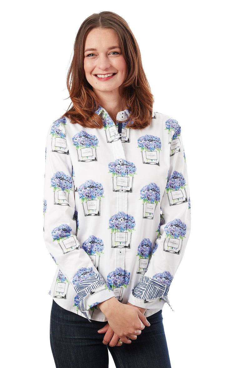 Dizzy-Lizzie Rome Long Sleeve Shirt - Perfume And Hydrangeas available at Barbara Katz