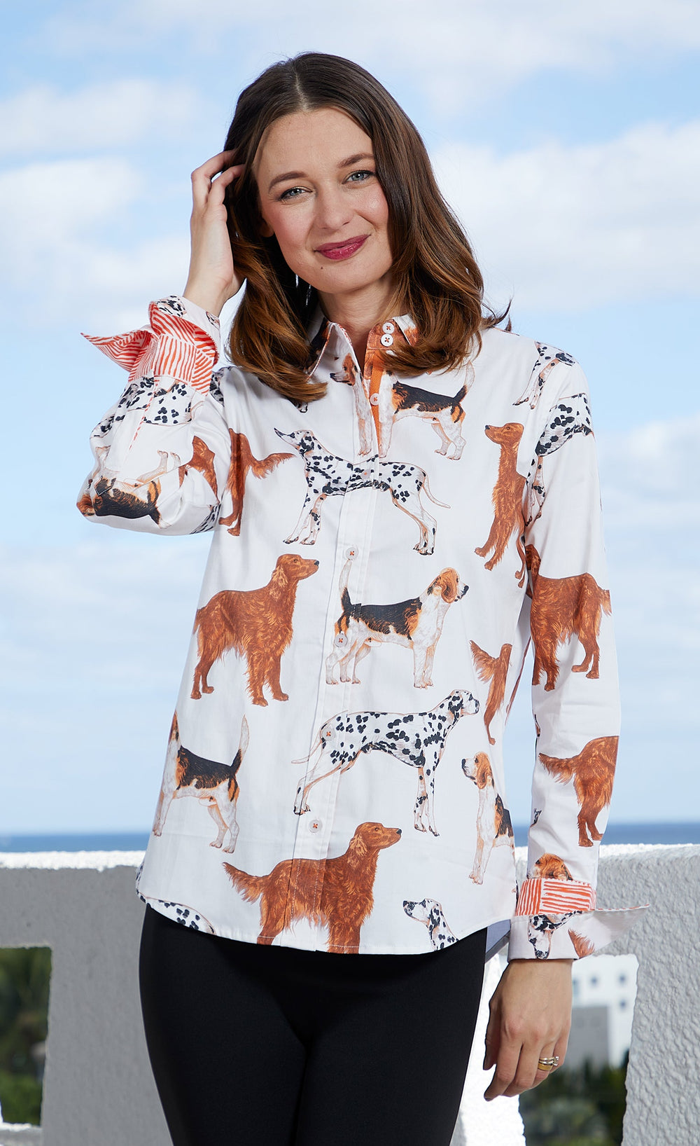 Dizzy-Lizzie Rome Long Sleeve Shirt - Doggies Print available at Barbara Katz