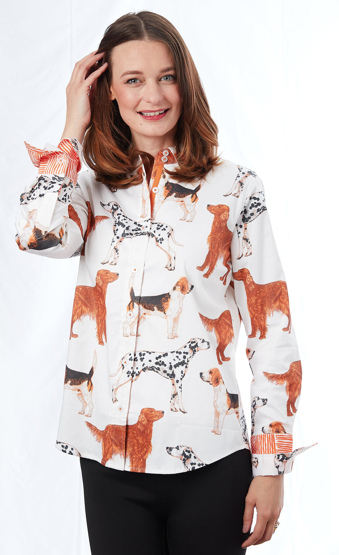 Dizzy-Lizzie Rome Long Sleeve Shirt - Doggies Print available at Barbara Katz