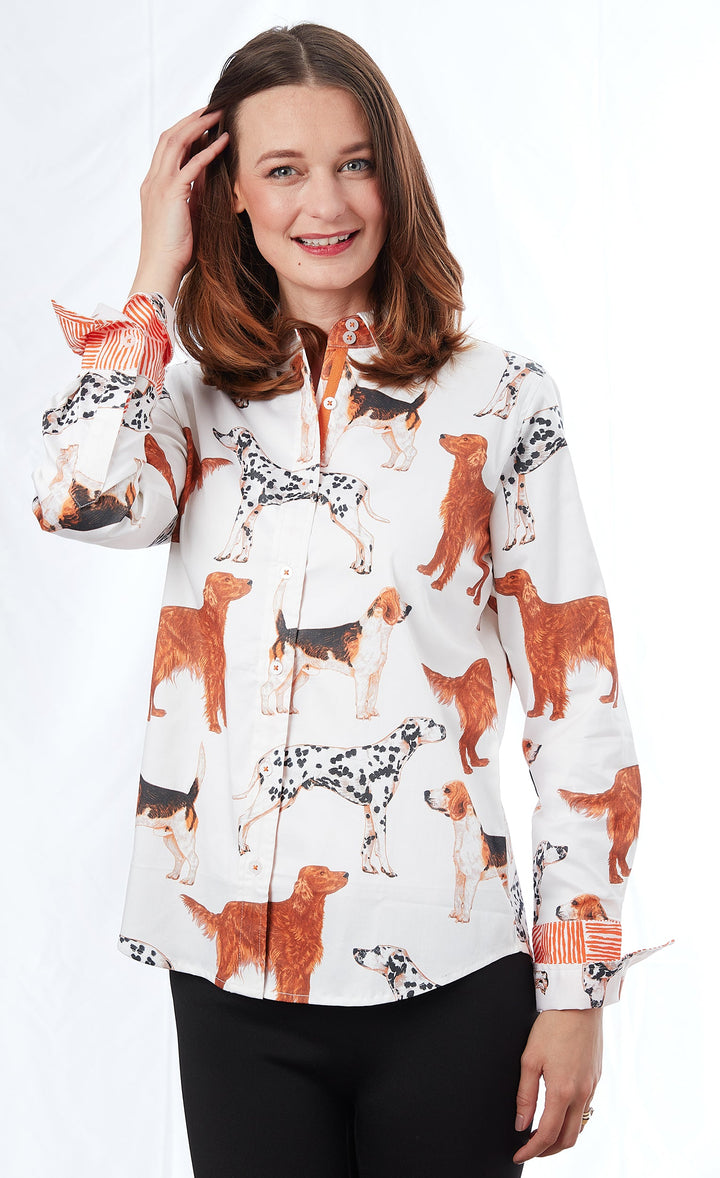 Dizzy-Lizzie Rome Long Sleeve Shirt - Doggies Print available at Barbara Katz