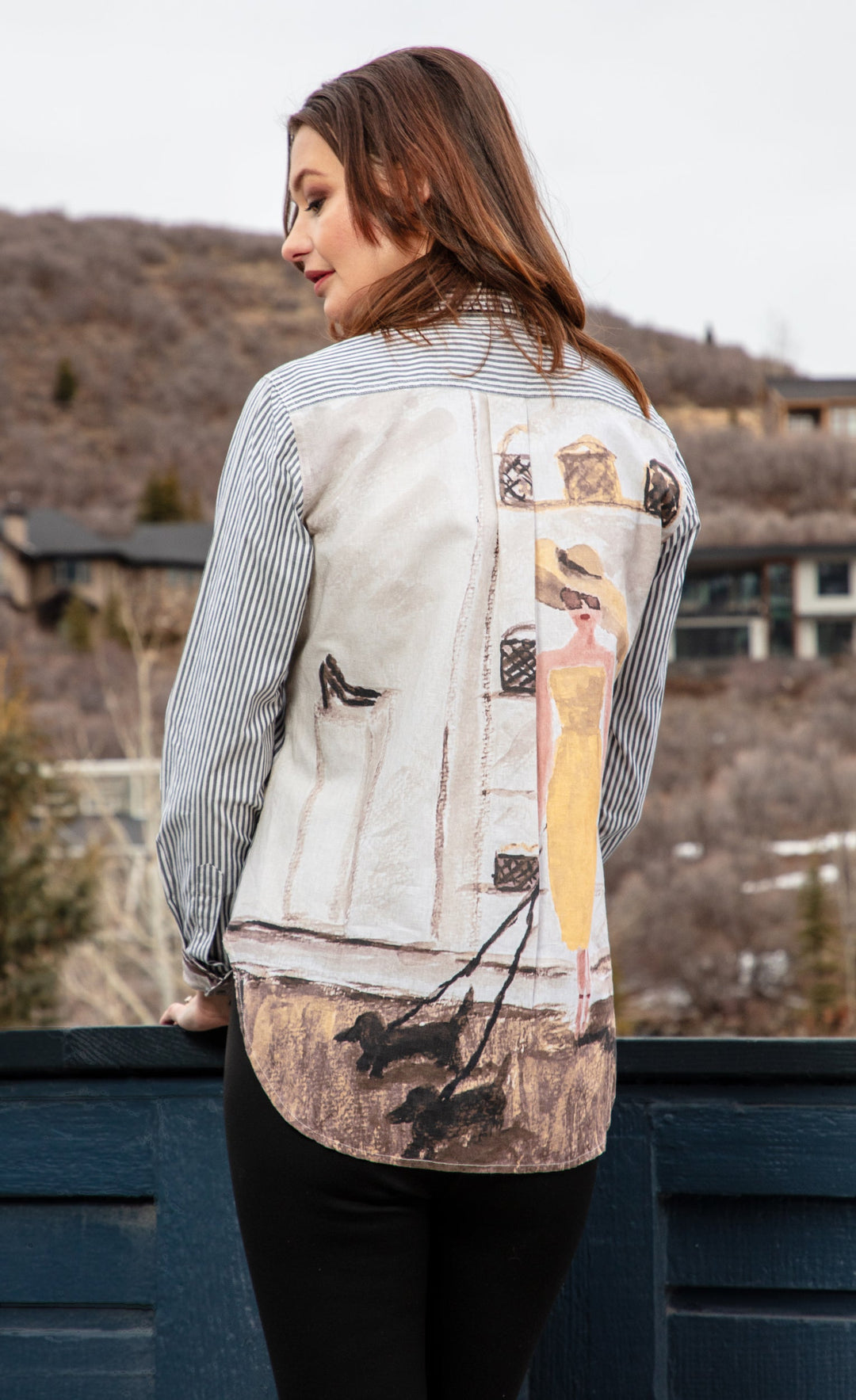 Dizzy-Lizzie Chesapeake Top - Black Stripes with Shop Window Back available at Barbara Katz