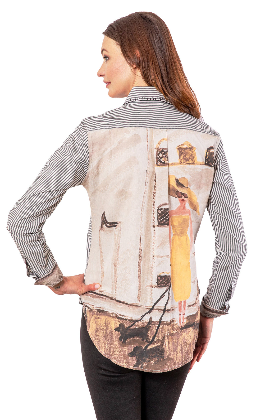 Dizzy-Lizzie Chesapeake Top - Black Stripes with Shop Window Back available at Barbara Katz