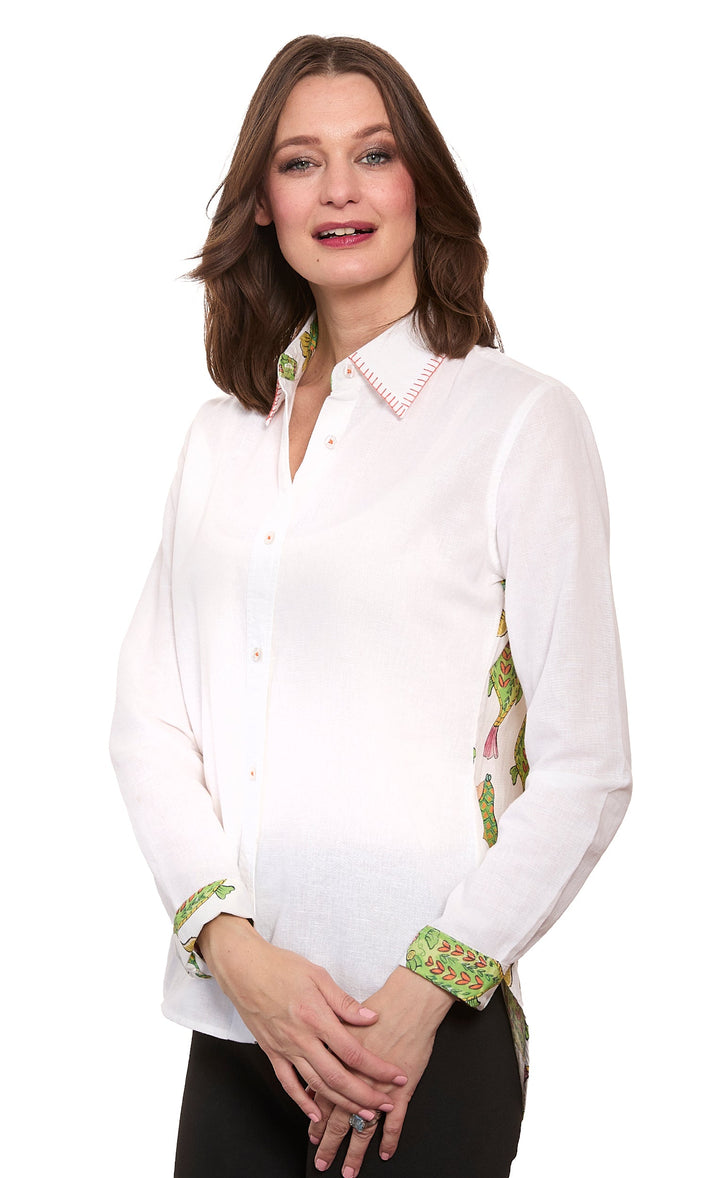 Dizzy-Lizzie Chesapeake Top With Fishes Back Panel available at Barbara Katz