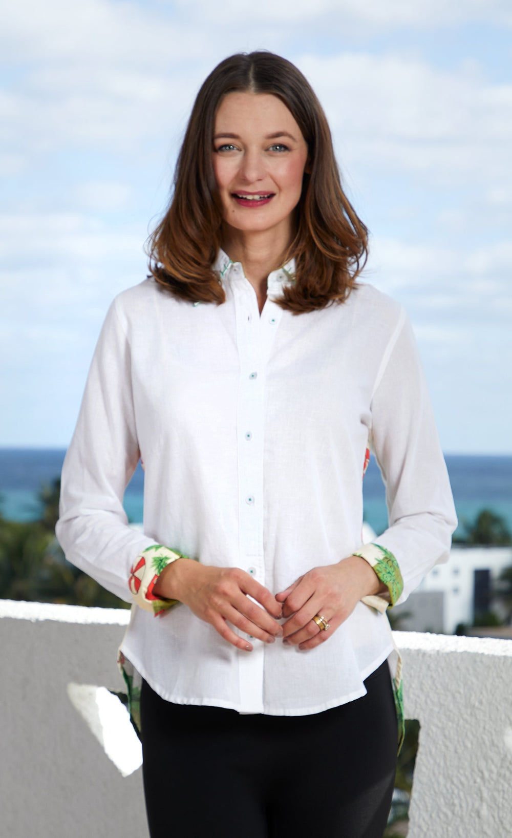 Dizzy-Lizzie Chesapeake Hi-Lo Tunic - Swimmers Print available at Barbara Katz