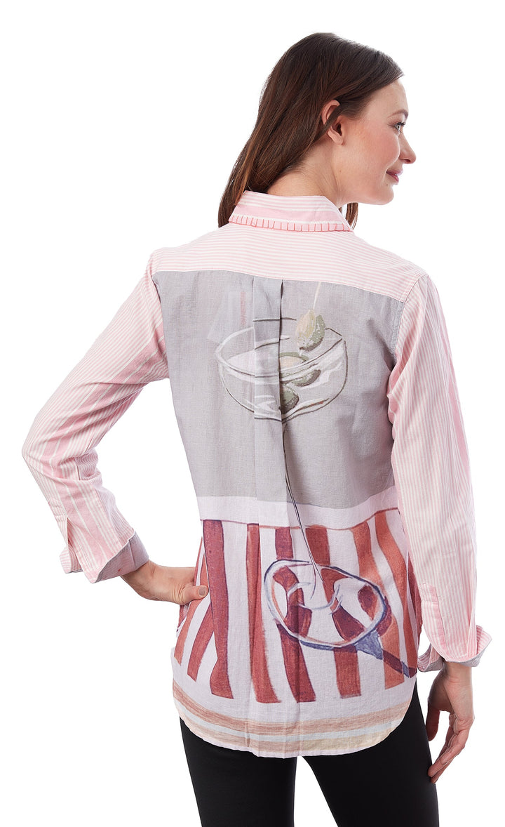 Dizzy-Lizzie Chesapeake Top - Stripes With Martinis Print available at Barbara Katz