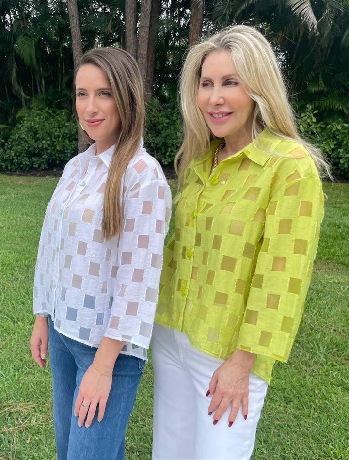 LIV by Habitat Alina Outside The Box Tunic in White  and Lime available at Barbara Katz