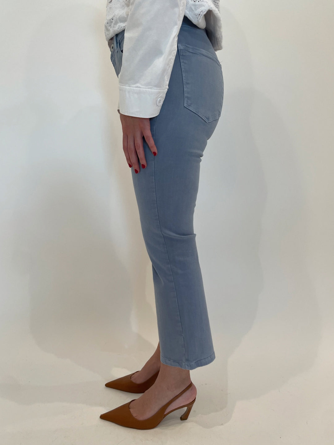 Elliott Lauren Cropped Bootcut Jeans in Chambray available at Barbara Katz