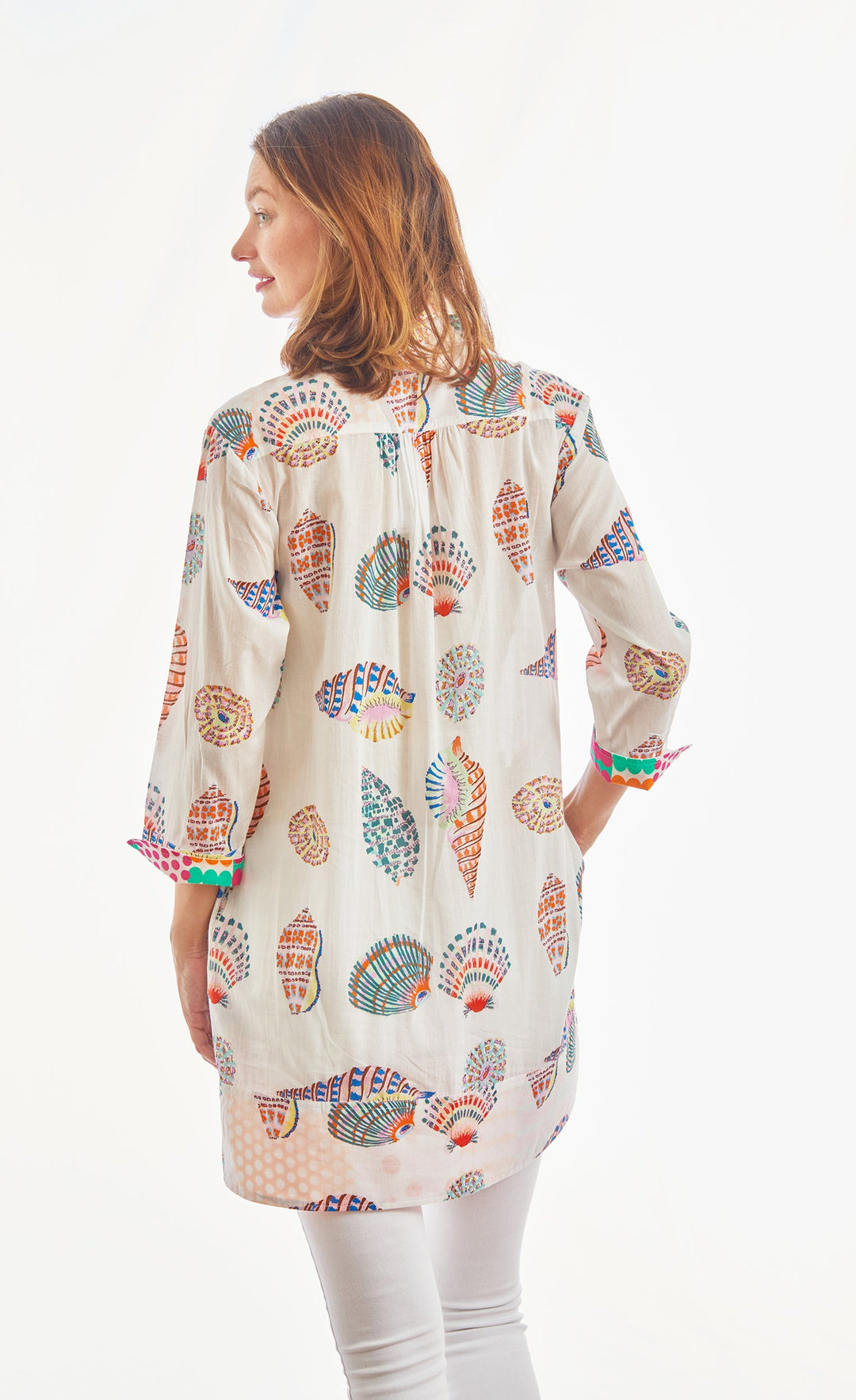 Dizzy-Lizzie Vail Tunic Multicolor Seashells Print