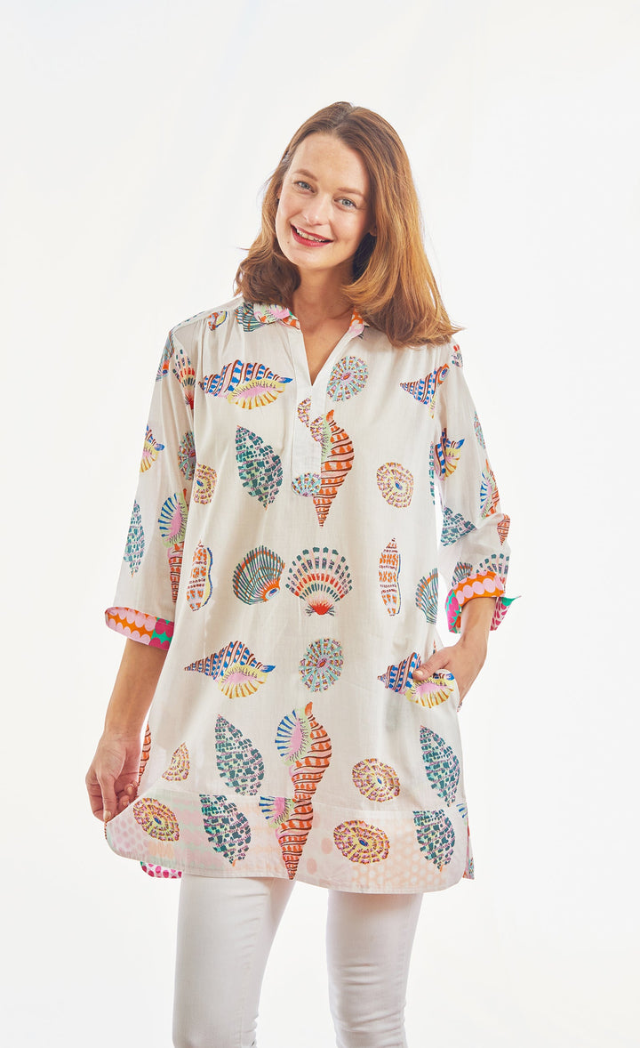 Dizzy-Lizzie Vail Tunic - Multi Colored Seashells available at Barbara Katz