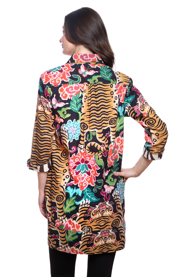Dizzy-Lizzie Vail Tunic - Tiger Rug Print available at Barbara Katz