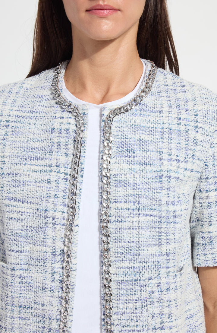 Lysse Lily Summer Tweed Jacket in Azzurro available at Barbara Katz