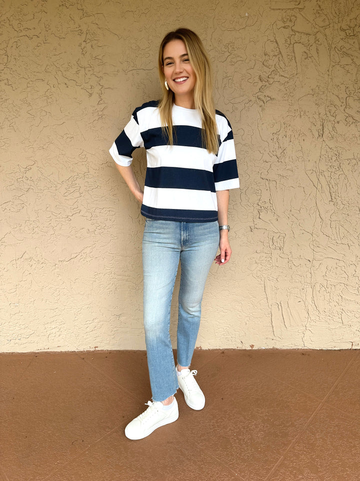 Stateside Wide Rugby Stripe Boyfriend Tee