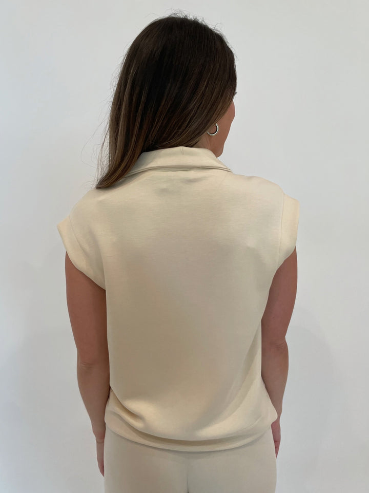 BK Kiara Half-Zip Short Sleeve Sweatshirt in Alpaca available at Barbara Katz