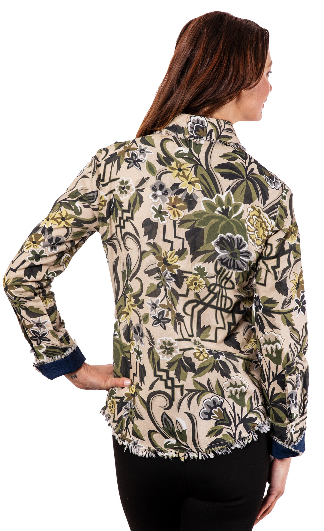 Dizzy-Lizzie Cape Cod Shirt - Neutral Tapestry Print available at Barbara Katz