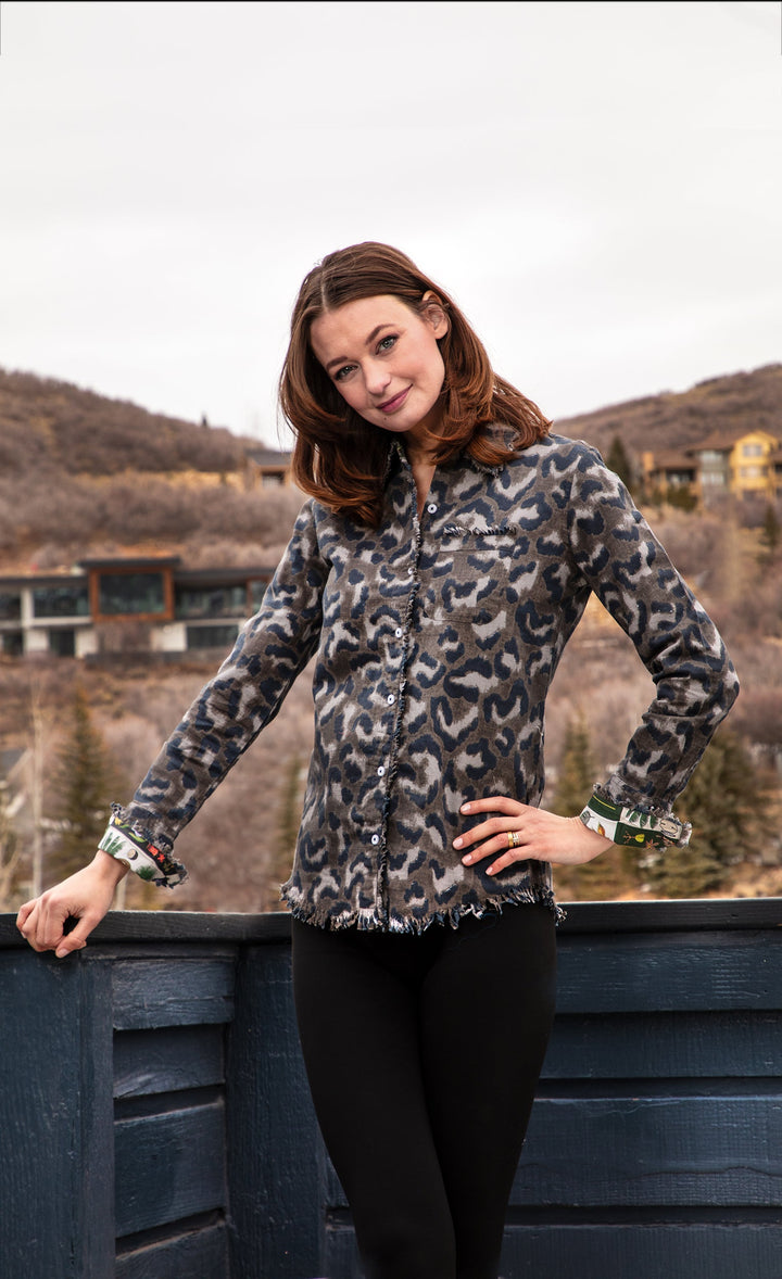 Dizzy-Lizzie Cape Cod Shirt - Leopard Camo Print available at Barbara Katz