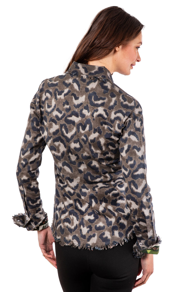 Dizzy-Lizzie Cape Cod Shirt - Leopard Camo Print available at Barbara Katz