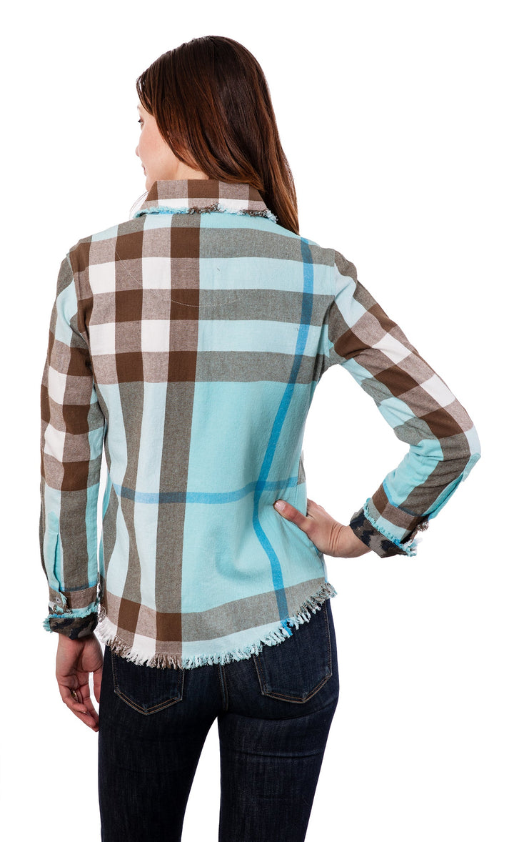 Dizzy-Lizzie Cape Cod Shirt in Blue Yarndyed Plaid Flannel available at Barbara Katz