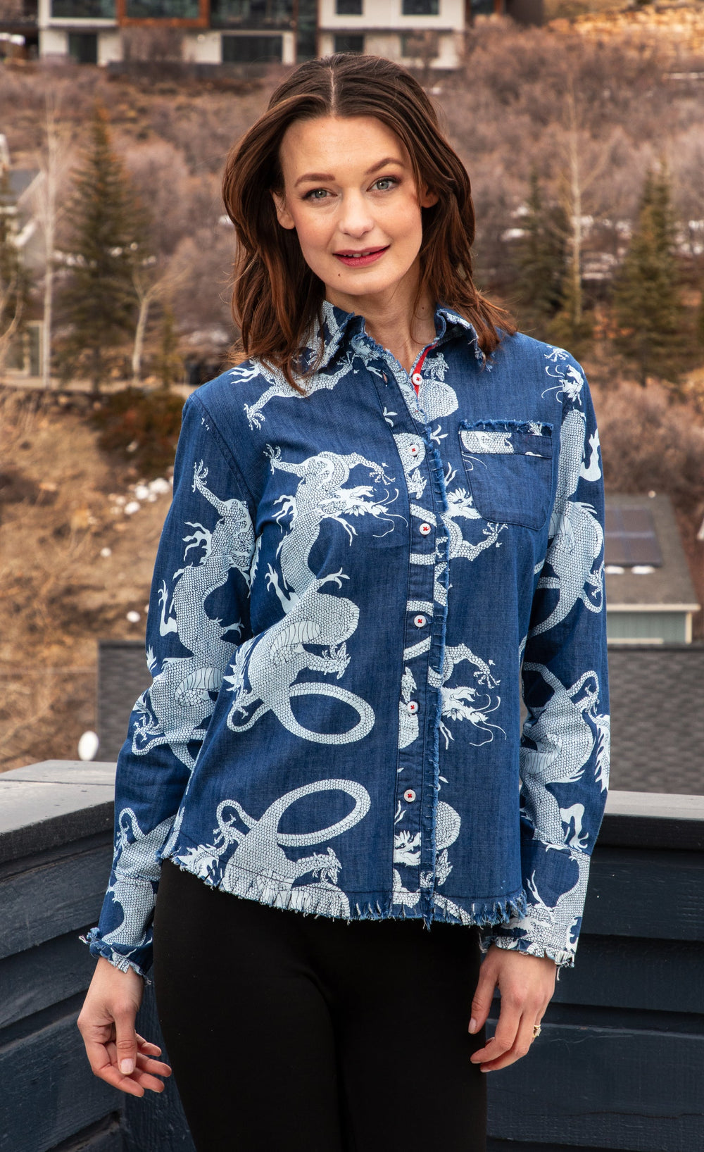 Dizzy-Lizzie Cape Cod Shirt - Blue Dragon Denim available at Barbara Katz