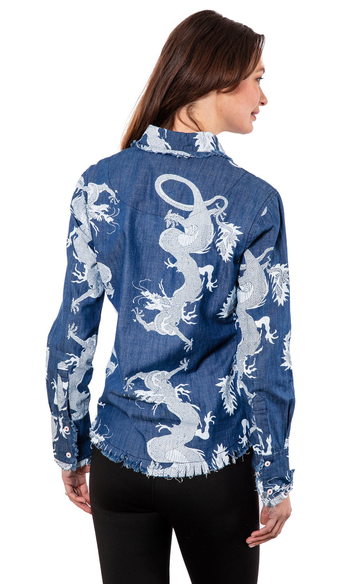 Dizzy-Lizzie Cape Cod Shirt - Blue Dragon Denim available at Barbara Katz