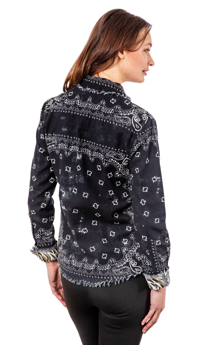 Dizzy-Lizzie Cape Cod Shirt - Black Bandana Print available at Barbara Katz