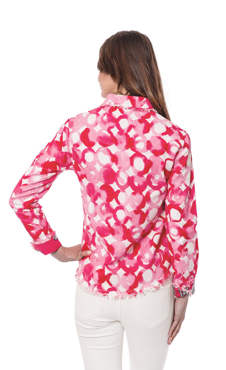 Dizzy-Lizzie Cape Cod Frayed Shirt - Pink Watercolor available at Barbara Katz