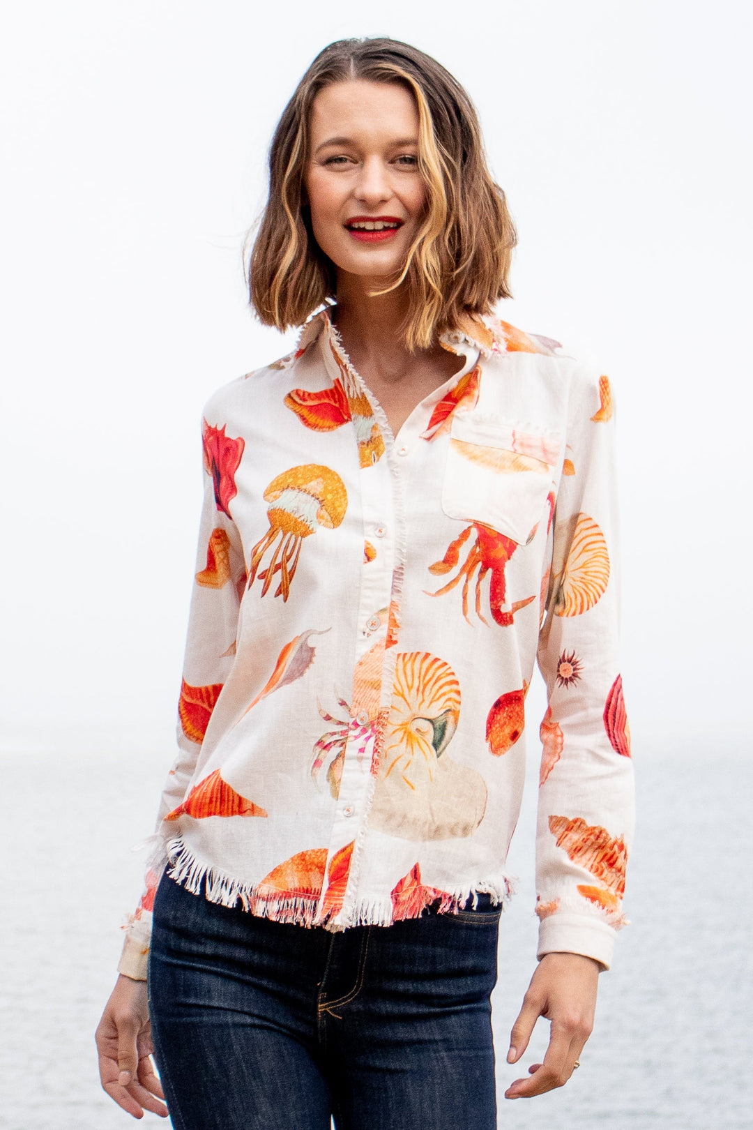 Dizzy-Lizzie Cape Cod Shirt With Sea Life Print