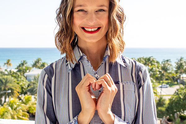Dizzy-Lizzie Cape Cod Frayed Shirt - Blue Stripes available at Barbara Katz