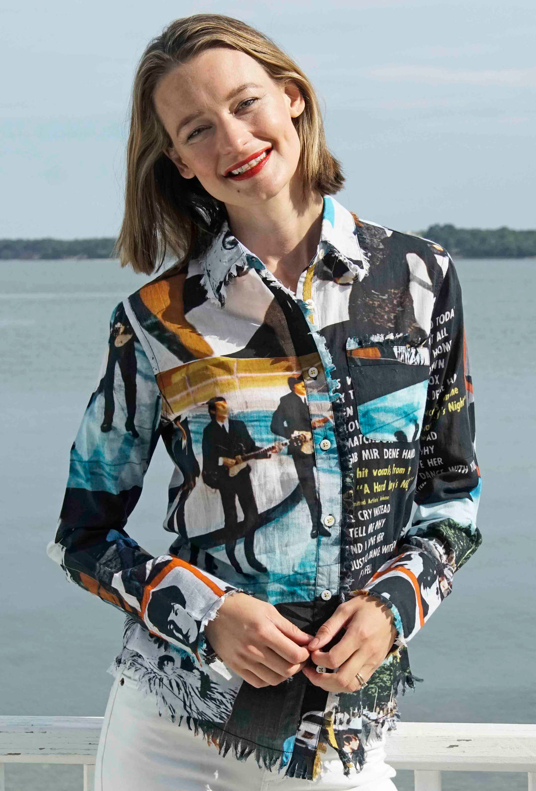Dizzy-Lizzie Cape Cod Frayed Shirt - Fab 4 available at Barbara Katz