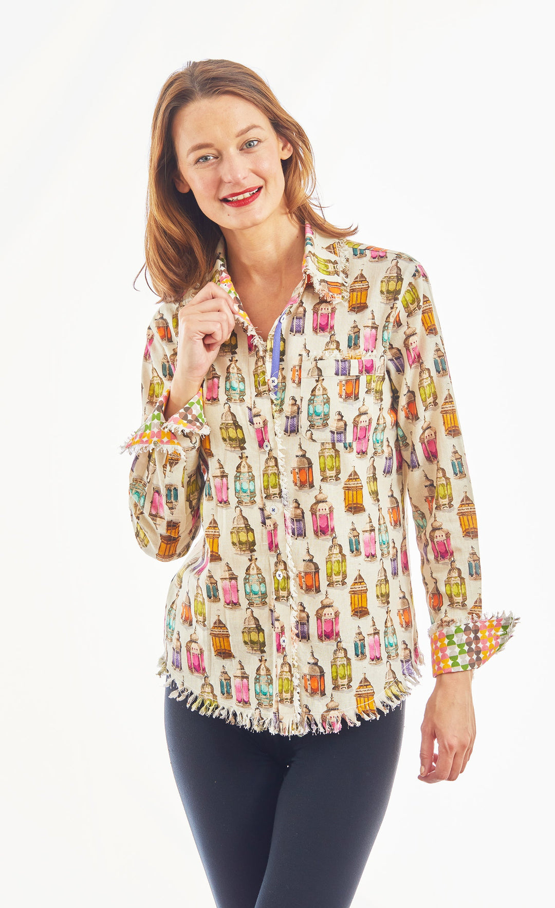 Dizzy-Lizzie Cape Cod Shirt With Moroccan Lantern Print
