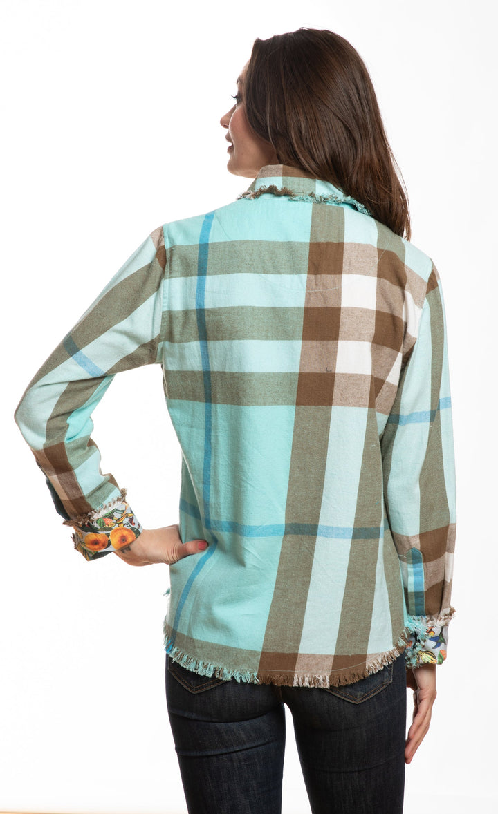 Dizzy-Lizzie Cape Cod Tunic - Turquoise Chocolate Plaid available at Barbara Katz
