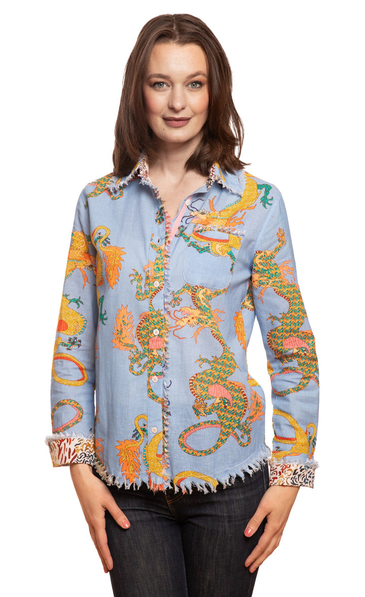 Dizzy-Lizzie Cape Cod Top - Blue Dragon Print available at Barbara Katz
