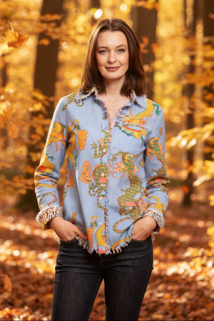 Dizzy-Lizzie Cape Cod Top - Blue Dragon Print available at Barbara Katz