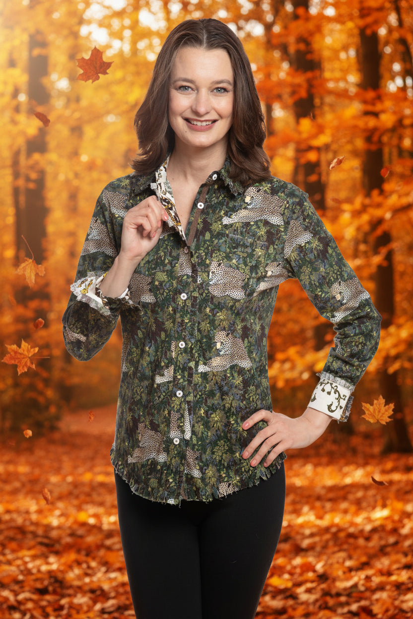 Dizzy-Lizzie Cape Cod Top - Cheetahs in The Grass available at Barbara Katz