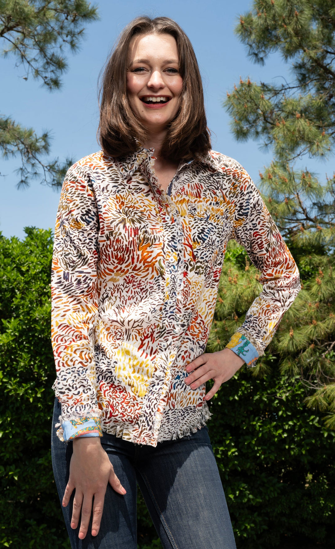 Dizzy-Lizzie Cape Cod Top - All Over Abstract Print available at Barbara Katz