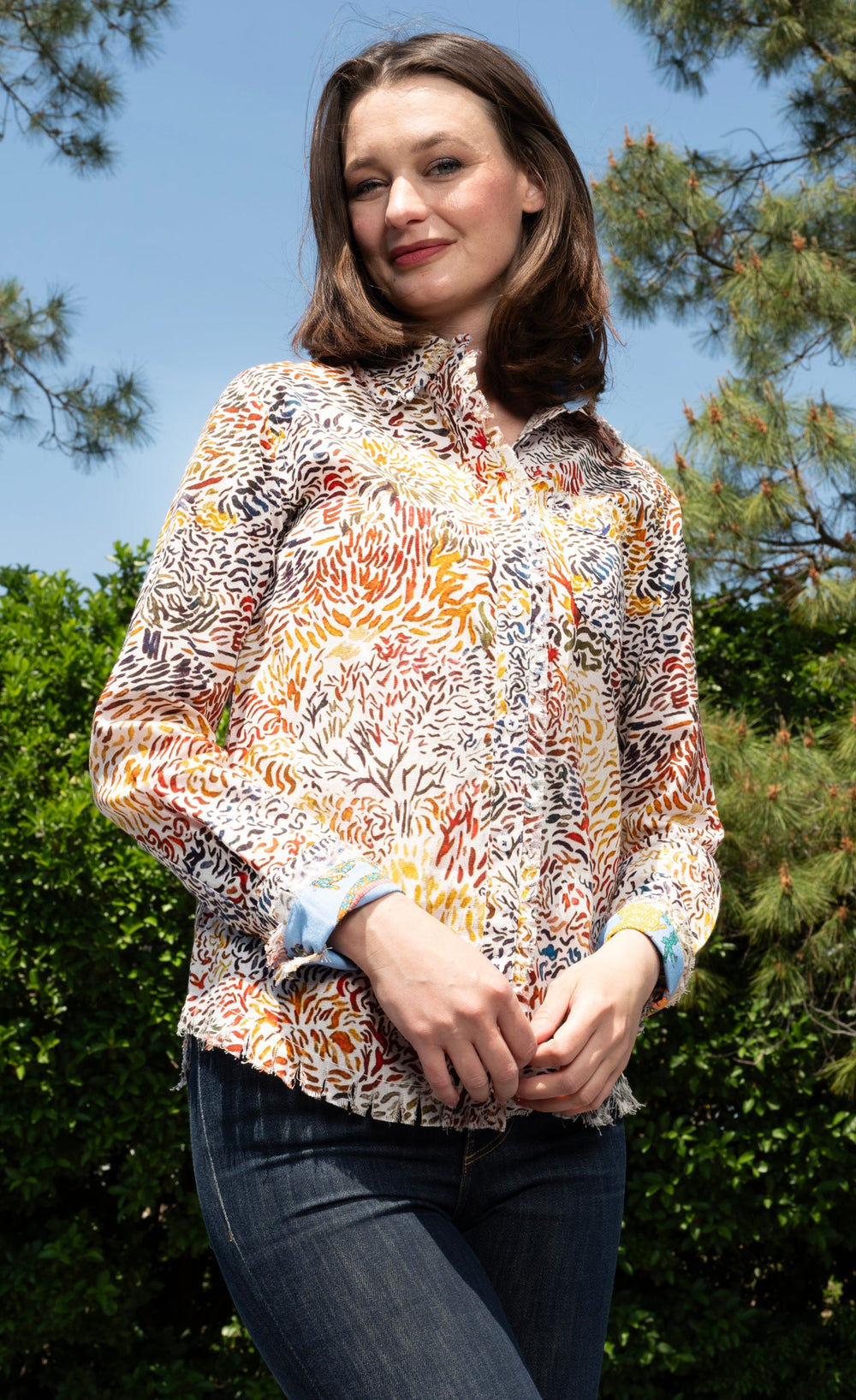 Dizzy-Lizzie Cape Cod Top - All Over Abstract Print available at Barbara Katz