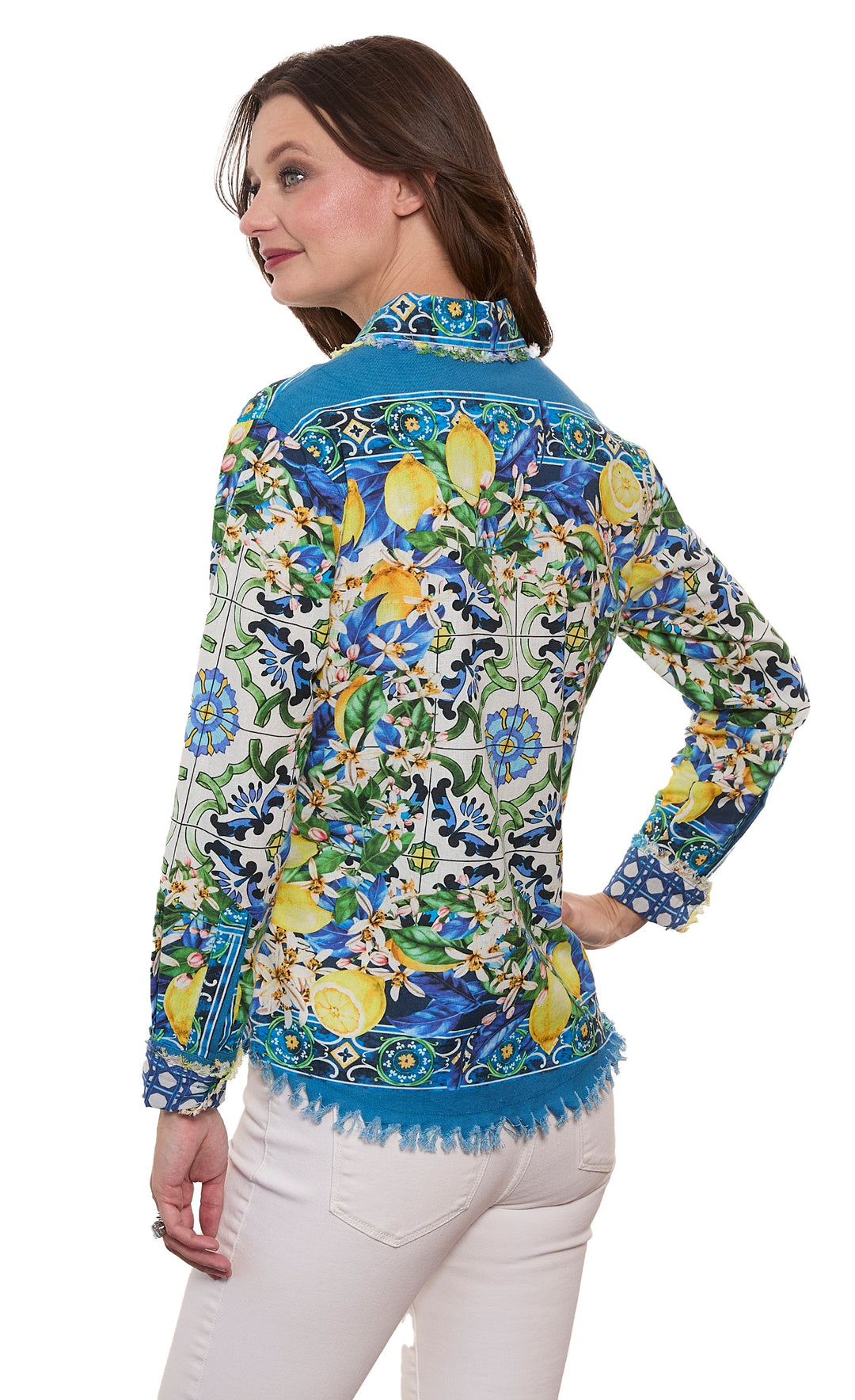 Dizzy-Lizzie Cape Cod Shirt in Lemons Print available at Barbara Katz