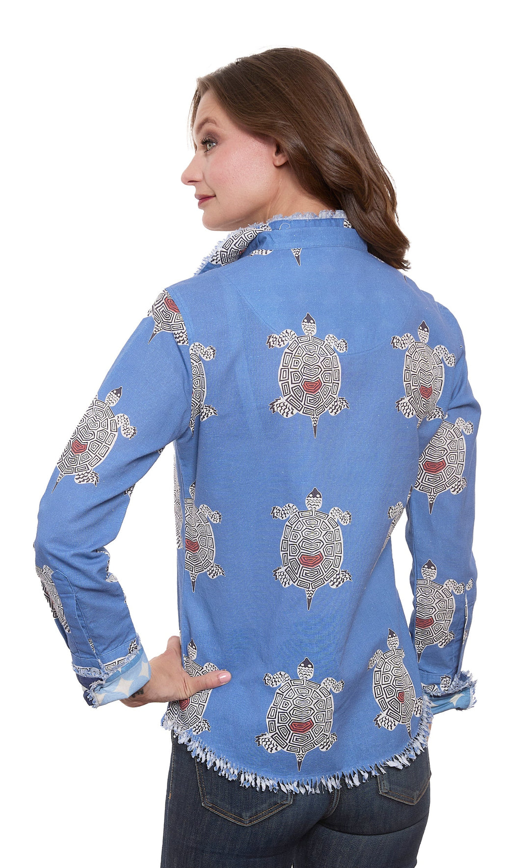 Dizzy-Lizzie Cape Cod Shirt in  Turtles Print available at Barbara Katz