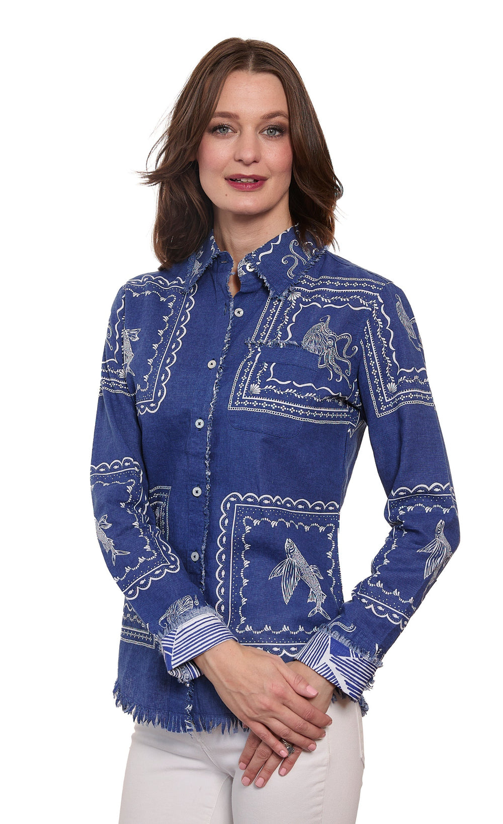 Dizzy-Lizzie Cape Cod Shirt - Sealife Print available at Barbara Katz