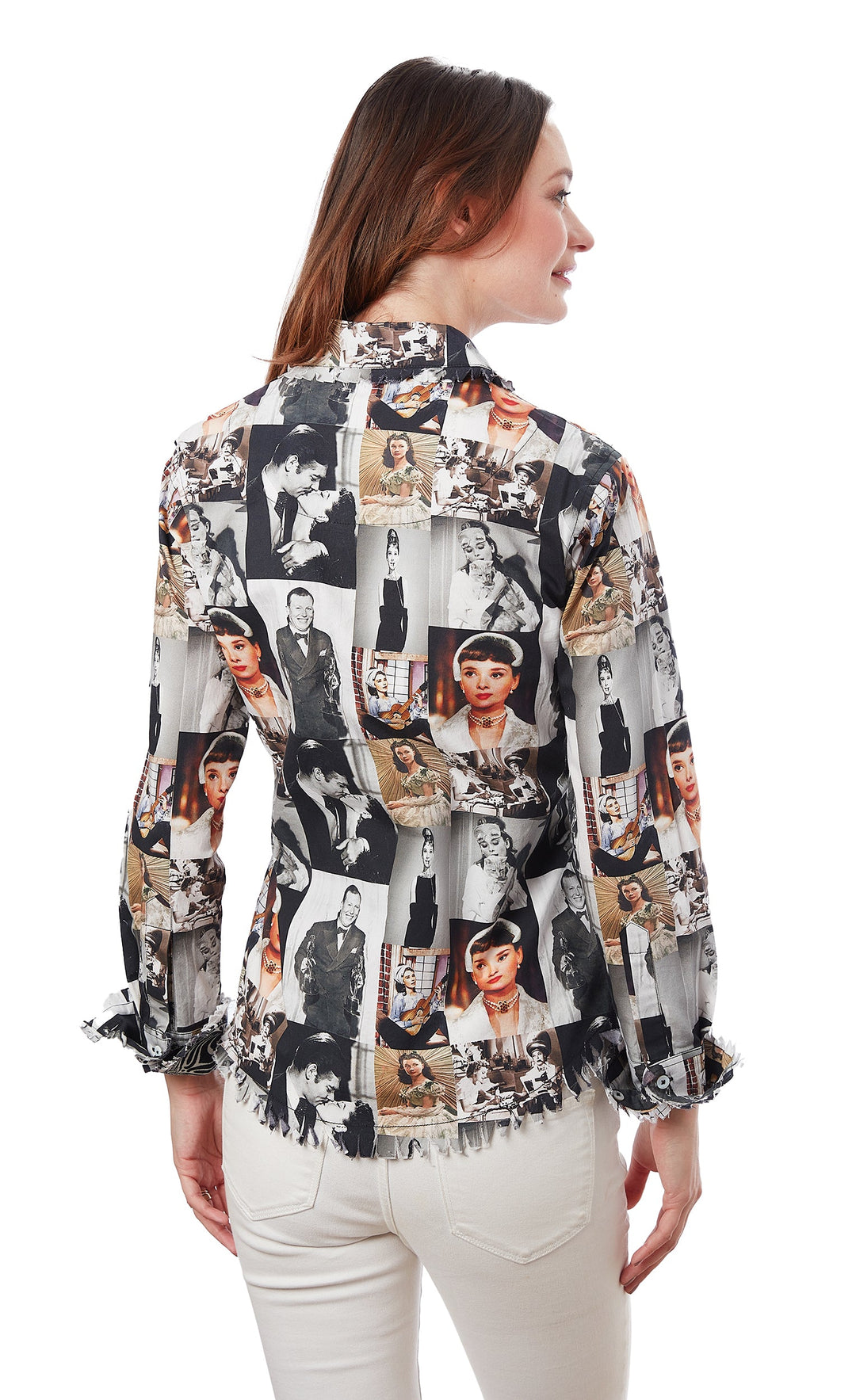 Dizzy-Lizzie Cape Cod Frayed Shirt - Audrey Print available at Barbara Katz
