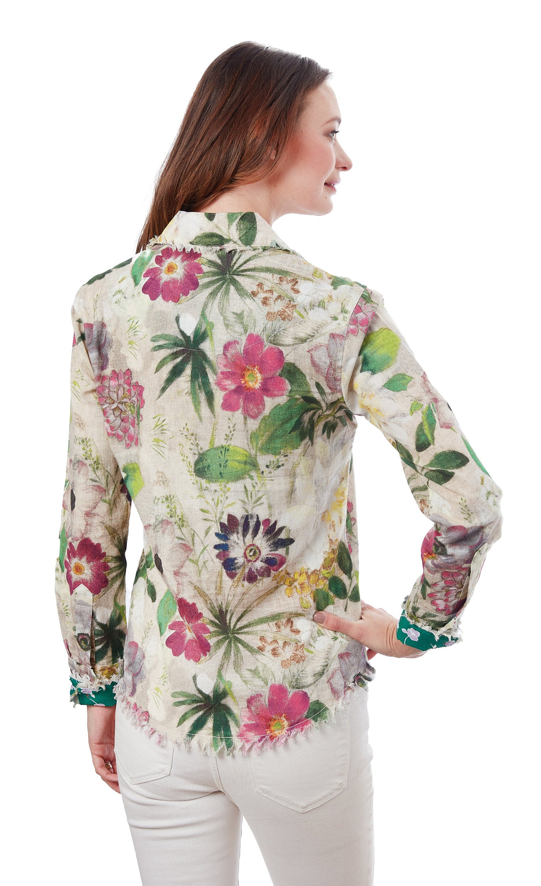 Cape Cod Frayed Shirt - Botanical Print