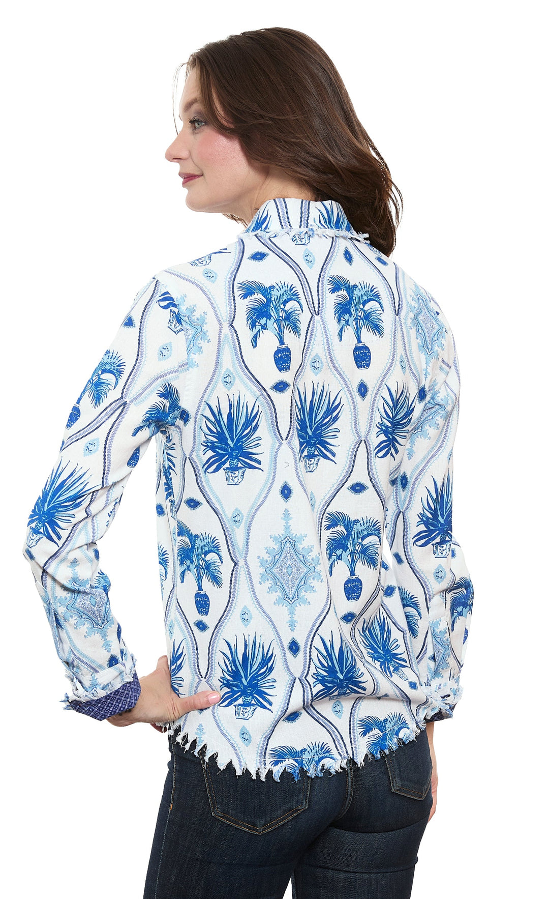 Dizzy-Lizzie Cape Cod Shirt in Chinoiserie Print available at Barbara Katz