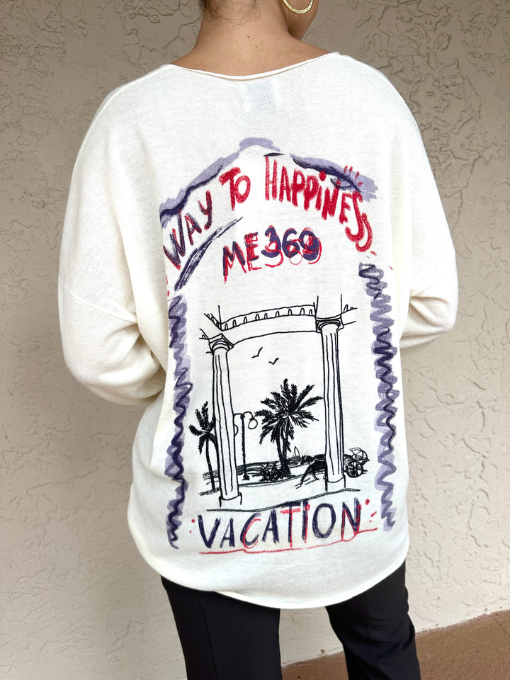 ME369 Jessie Embroidered Sweater - Natural
