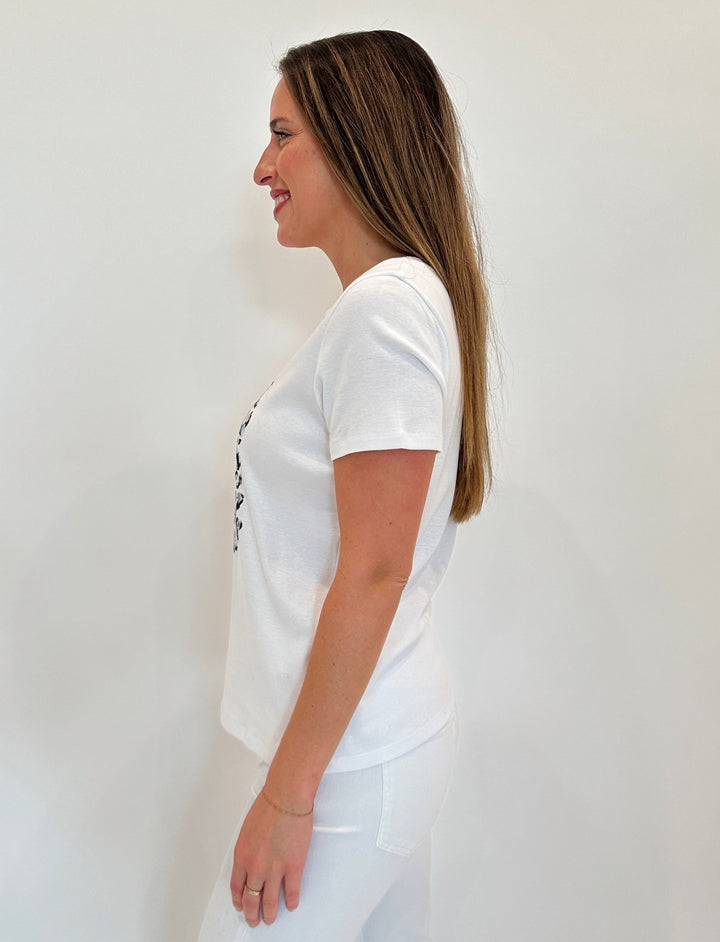 Elliott Lauren Wild Cheetah Printed Tee in Silver available at Barbara Katz