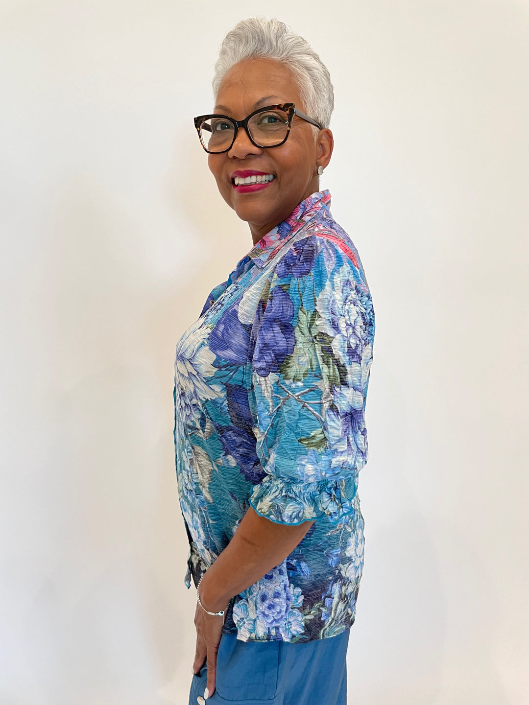 David Cline Airy Smock Sleeve Shirt in Vinet available at Barbara Katz