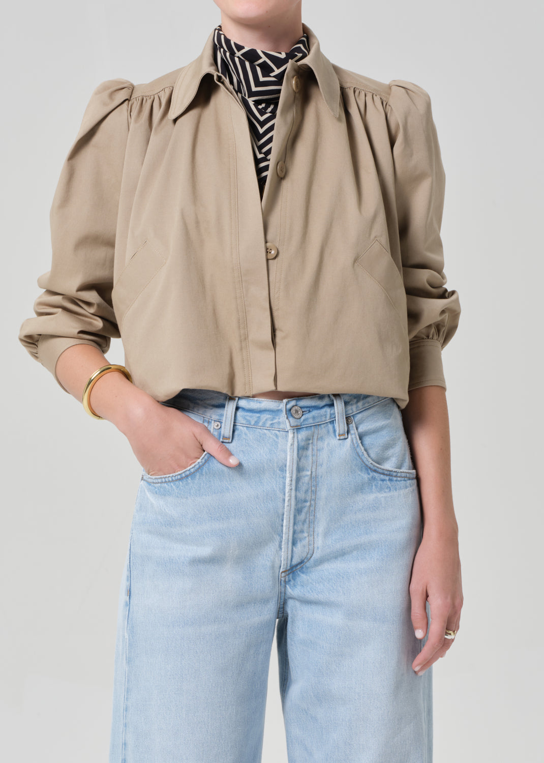 Citizens of Humanity Everly Shirred Crop Jacket in Catalina available at Barbara Katz
