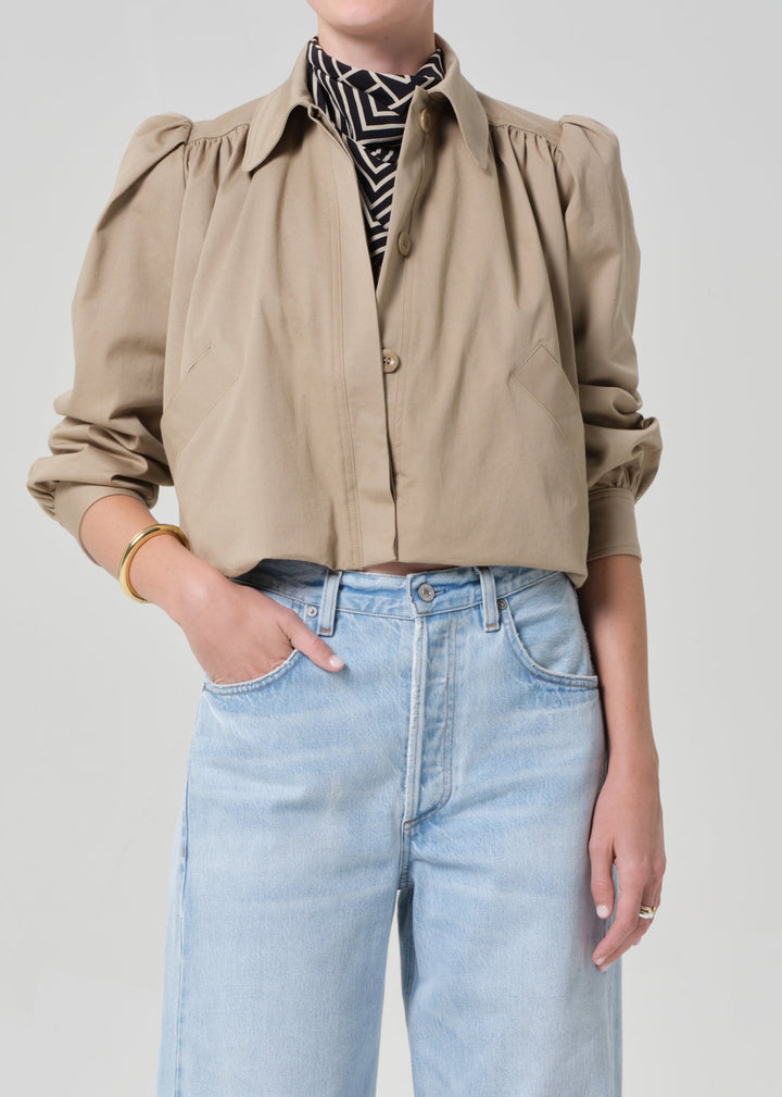 Citizens of Humanity Everly Shirred Crop Jacket in Catalina available at Barbara Katz