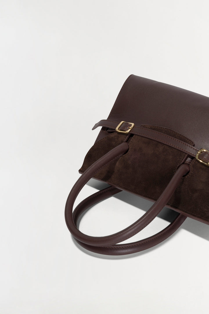 Simkhai River Small Suede Top Handle Bag in Cacao available at Barbara Katz