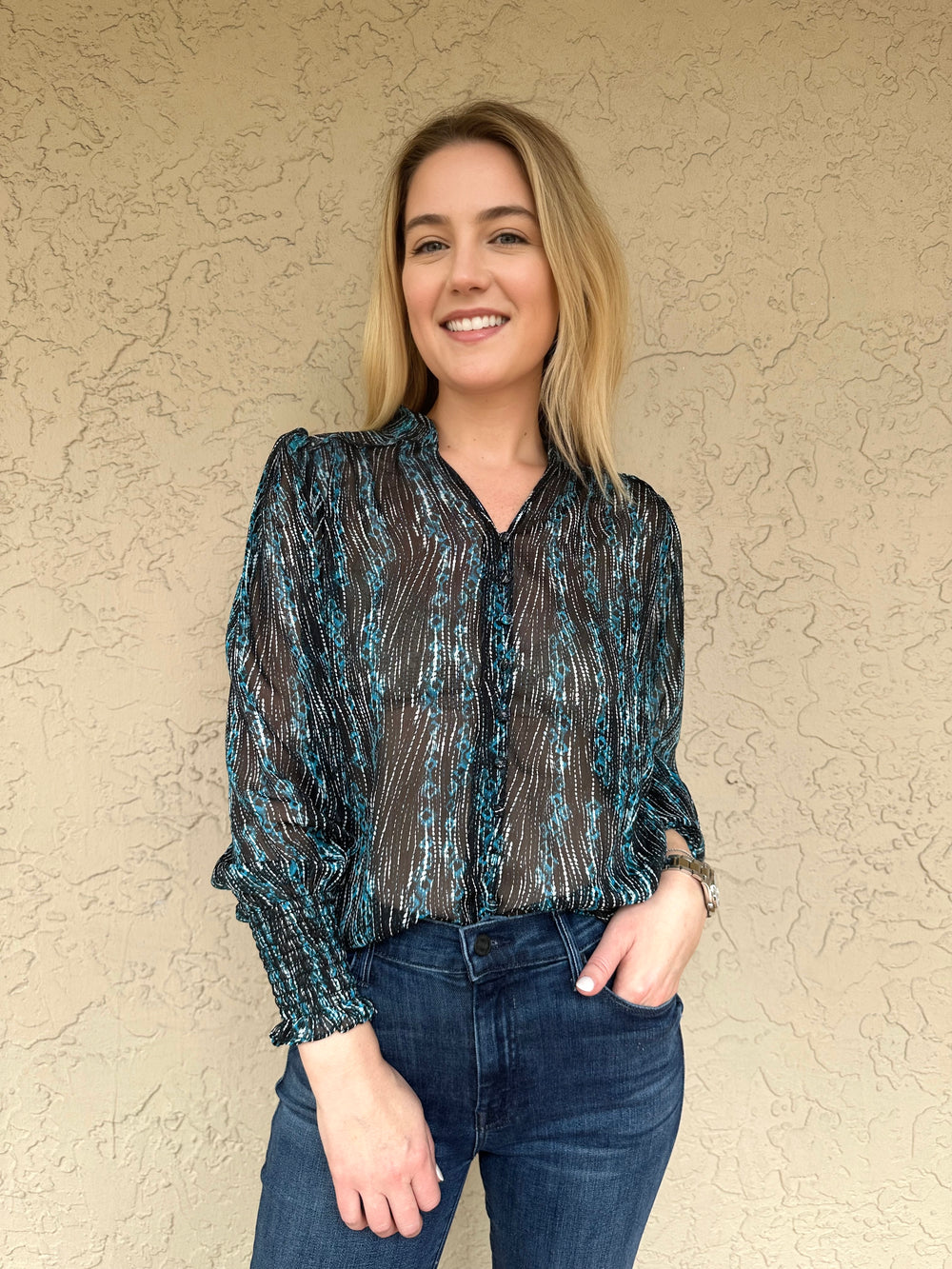 Suncoo LEYLA LUREX PRINT BLSE