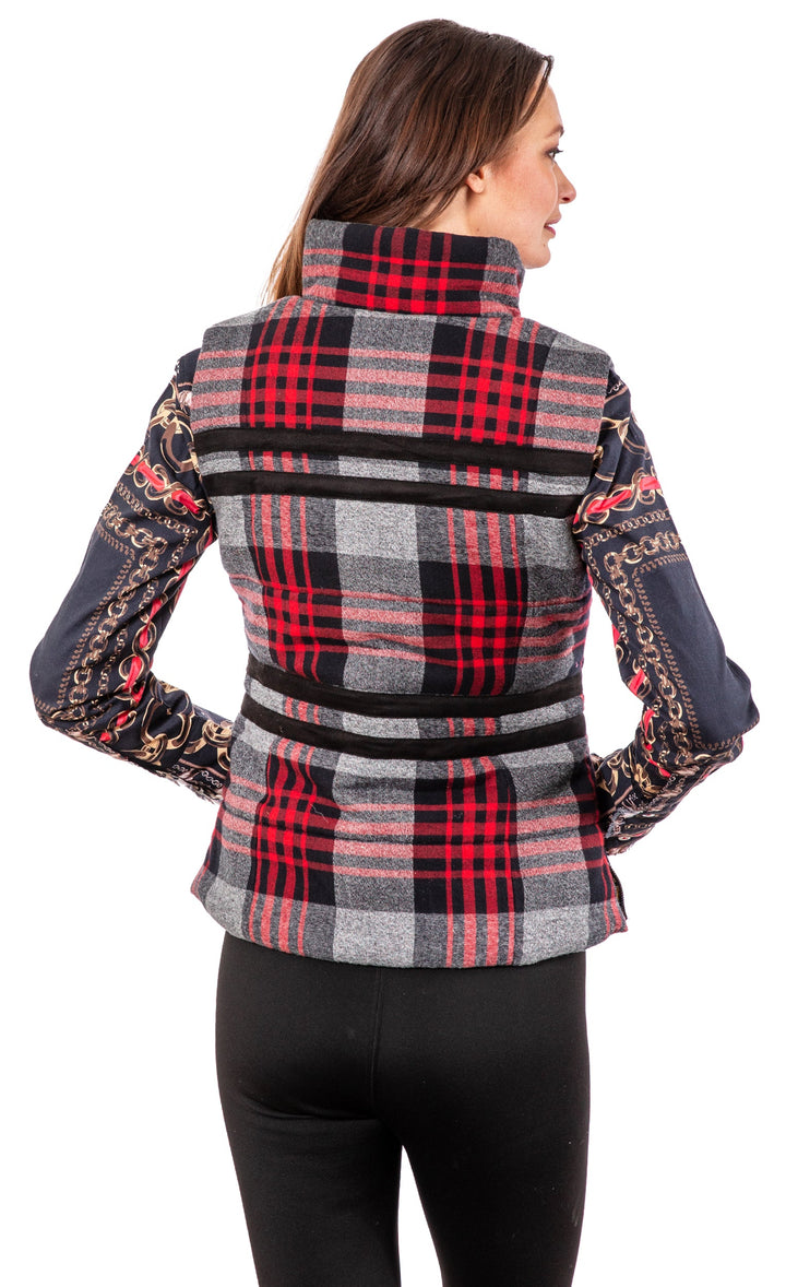 Dizzy-Lizzie Rosey Vest - Grey Plaid Flannel available at Barbara Katz